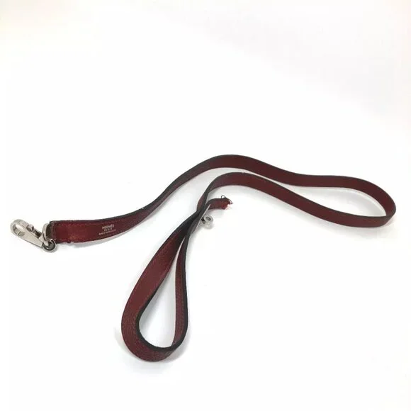 HERMES KellyHardware Pet dog dog dog Lead Leather wine-red/SilverHardware - Picture 9 of 9